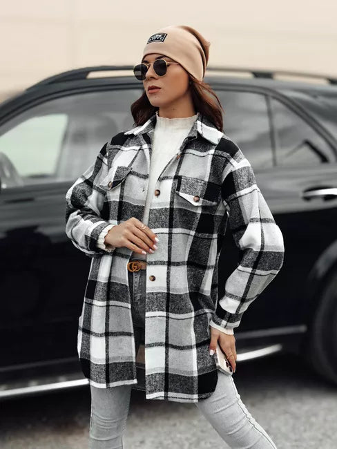 Women's black shirt-style jacket Plaidify 