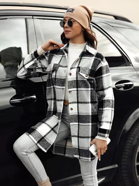 Women's black shirt-style jacket Plaidify 