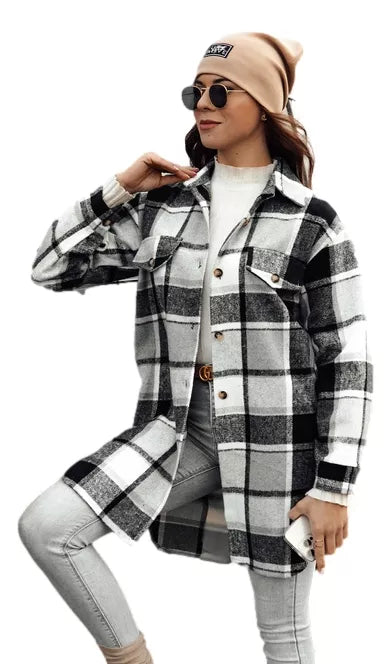 Women's black shirt-style jacket Plaidify 