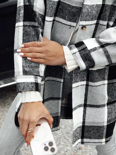 Women's black shirt-style jacket Plaidify 