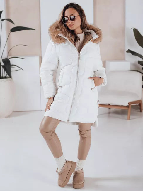 Women's white winter jacket Varel