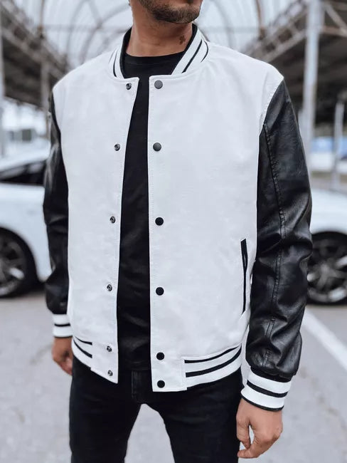 Men's White Leather Jacket Panel