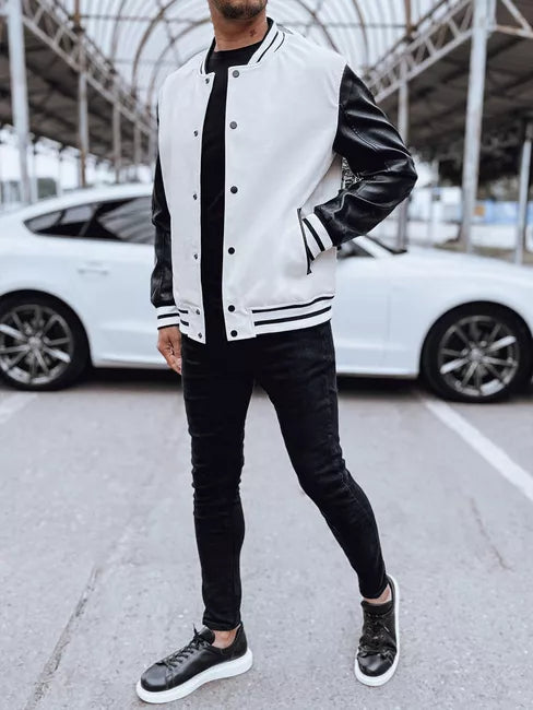 Men's White Leather Jacket Panel