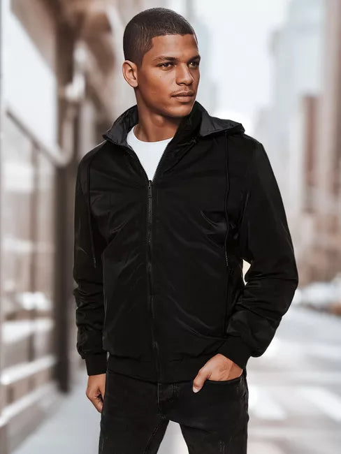 Men's reversible black jacket with hood Linde