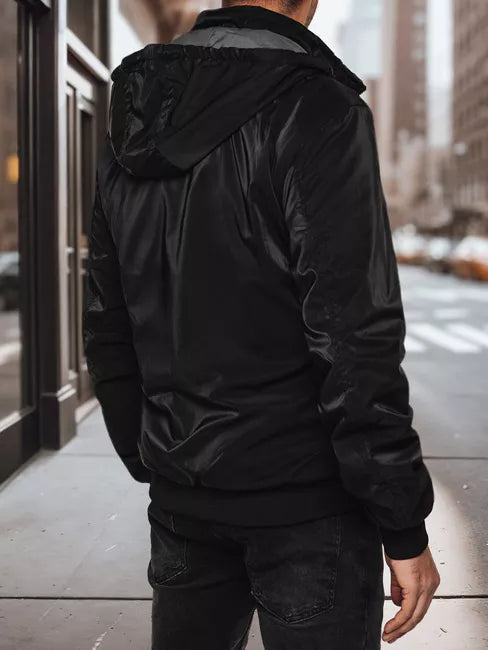 Men's reversible black jacket with hood Linde