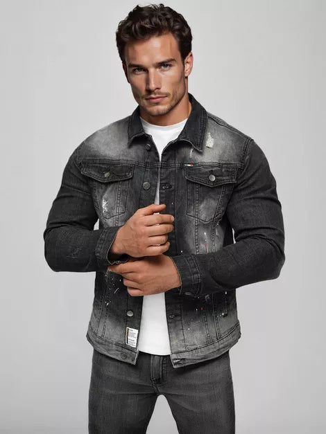 Men's black denim jacket Soman
