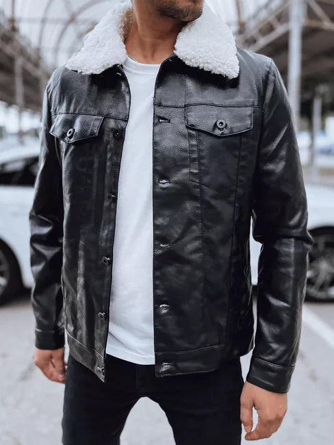 Men's black leather jacket Rocks