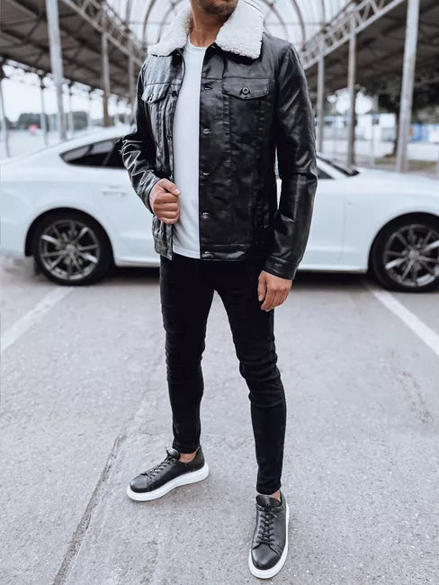 Men's black leather jacket Rocks