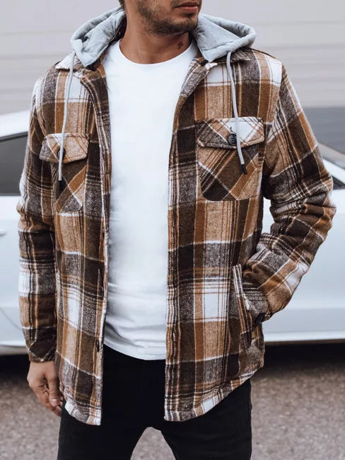 Men's brown jacket with hood Endrik