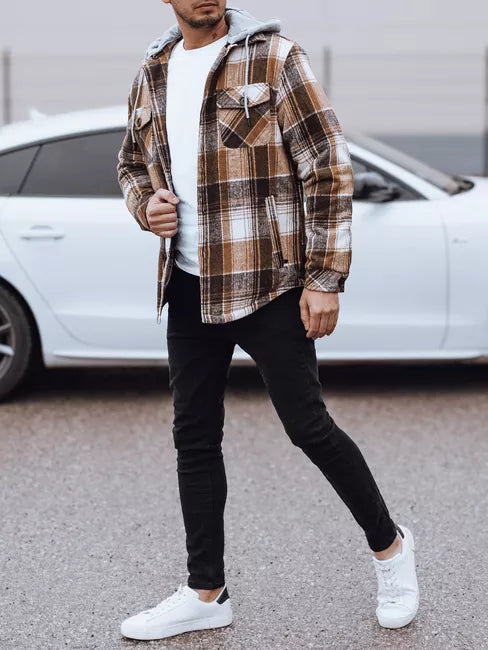 Men's brown jacket with hood Endrik