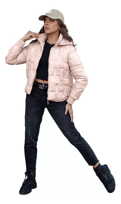 Women's light pink winter jacket Warm