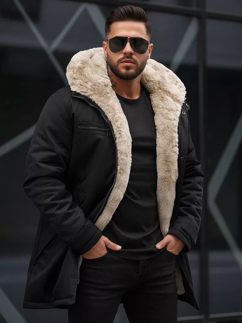 Men's black winter jacket with fur Eget