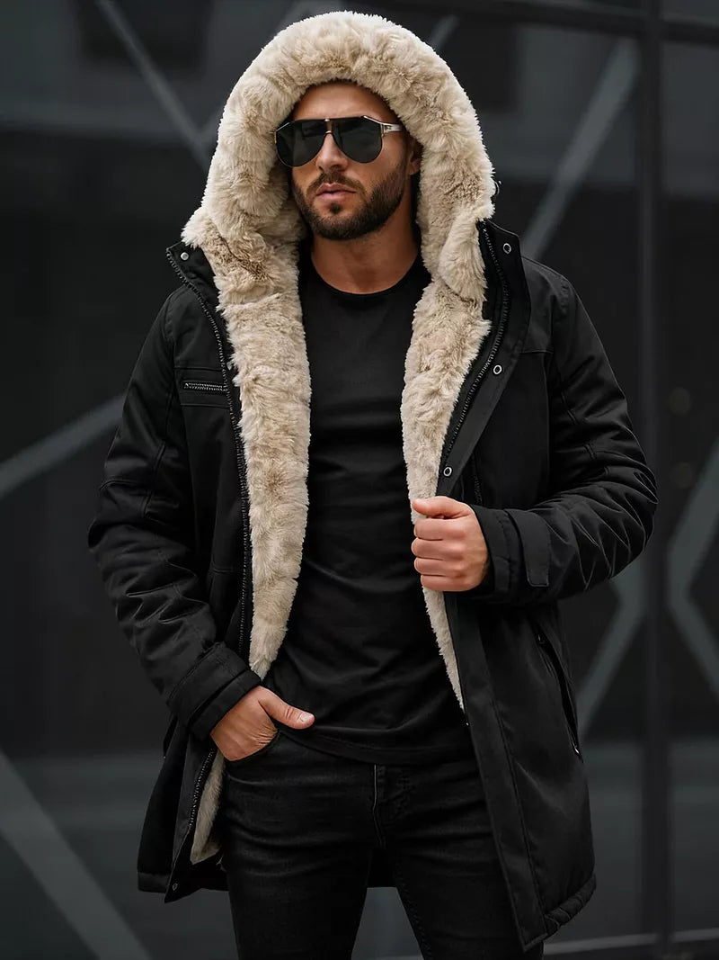 Men's black winter jacket with fur Eget