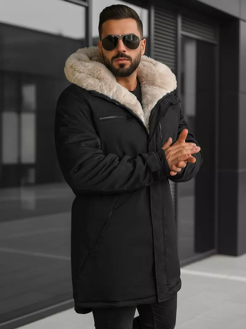 Men's black winter jacket with fur Eget