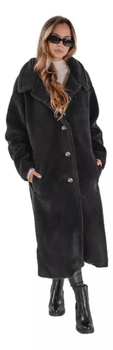 Women's long black winter coat Fabio
