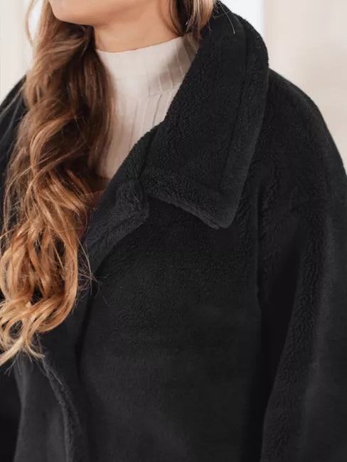 Women's long black winter coat Fabio