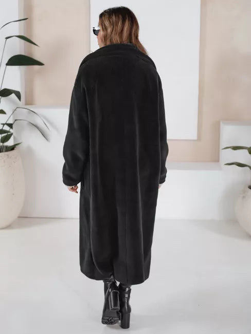 Women's long black winter coat Fabio