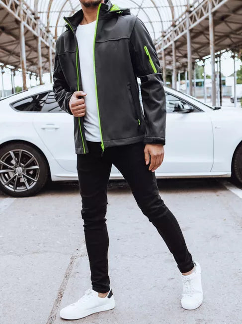 Men's dark gray jacket with a hood Retro