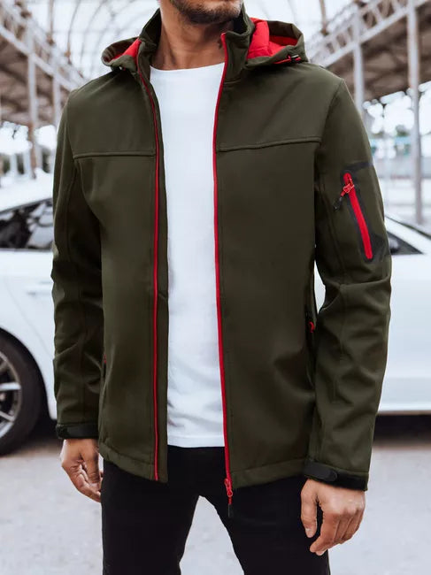 Men's dark green jacket with hood Retro