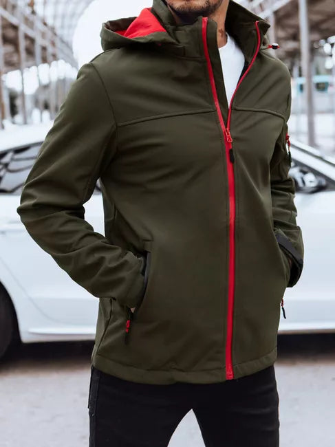 Men's dark green jacket with hood Retro