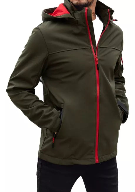 Men's dark green jacket with hood Retro