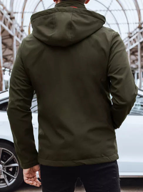 Men's dark green jacket with hood Retro