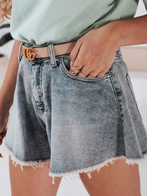 Women's dark blue denim shorts Jeansglow 