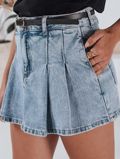 Women's blue denim skirt-shorts Vibegirl 