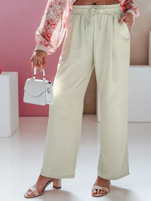 Women's wide-leg pants in green Milin