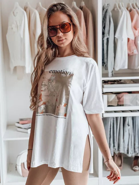 Women's white T-shirt Emotion