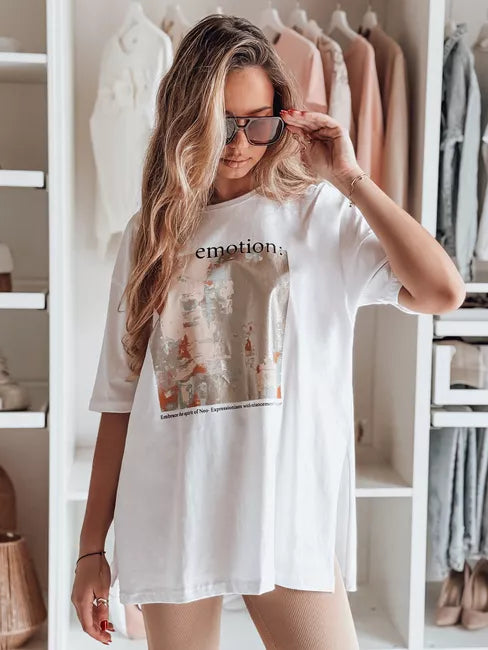 Women's white T-shirt Emotion
