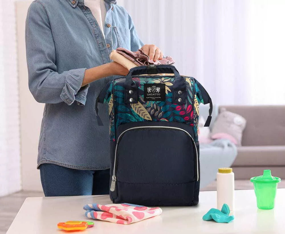 Blue mom backpack with handles Uga