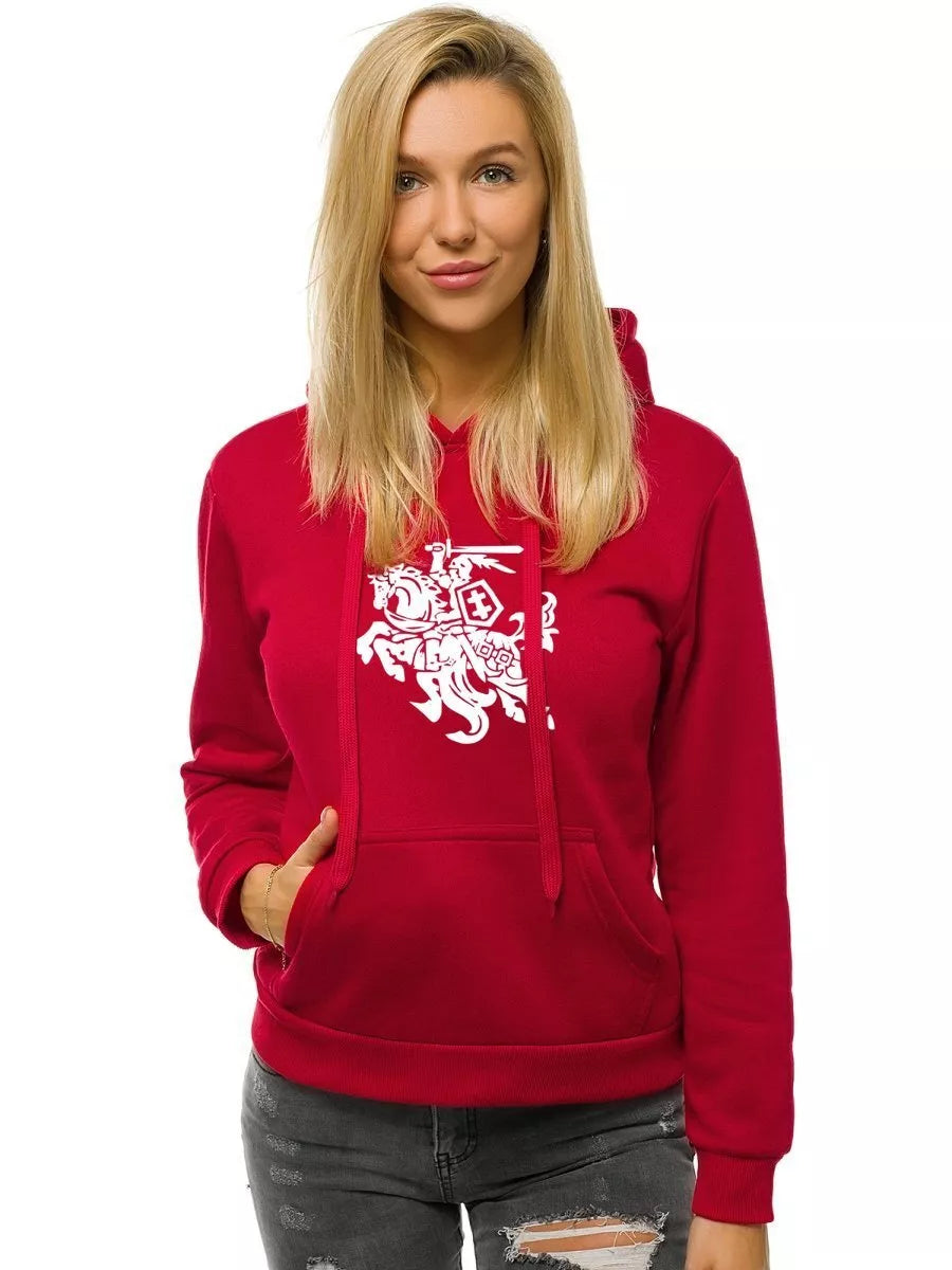 Red women's hoodie - white Vytis