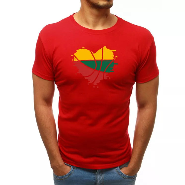 Red men's T-shirt Heart