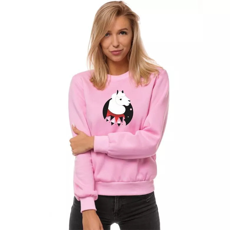 Pink women's sweatshirt without a hood Lama