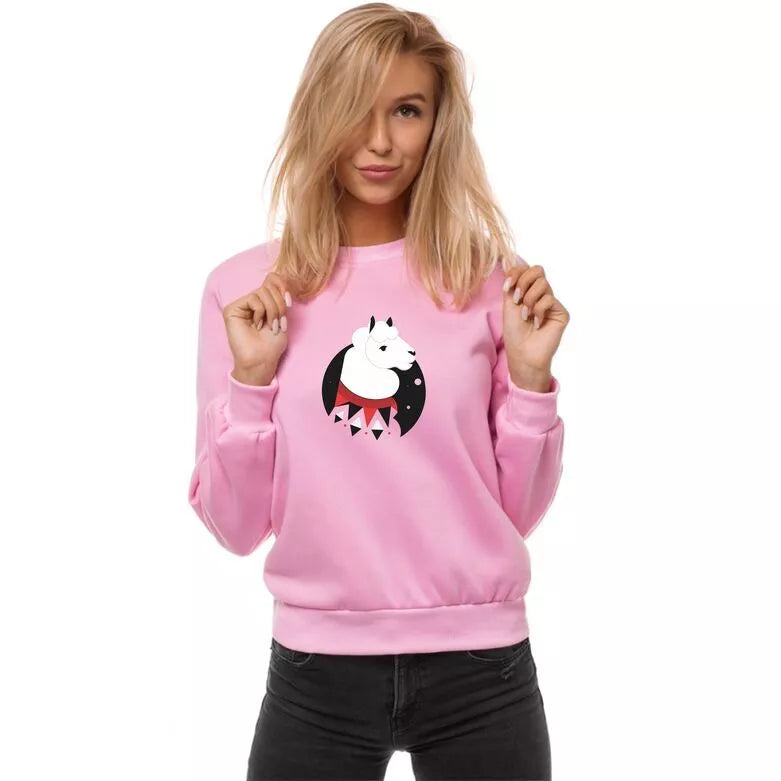 Pink women's sweatshirt without a hood Lama