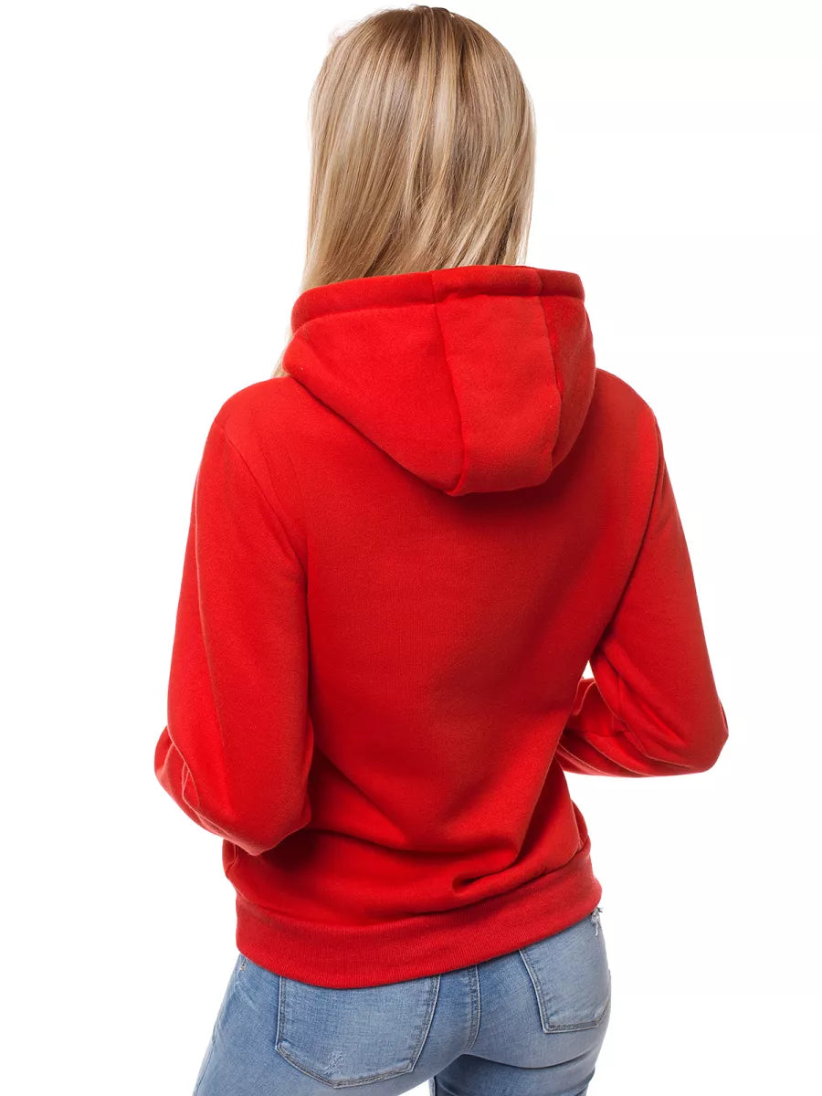 Red women's sweatshirt with a hood Molin