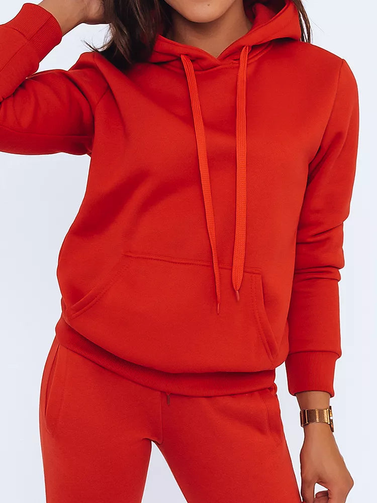 Red women's sweatshirt with a hood Molin