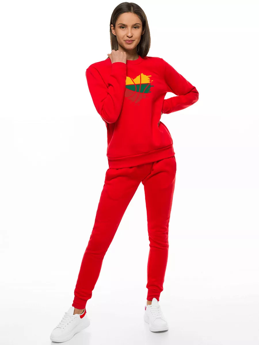 Red women's hooded tracksuit Lithuania