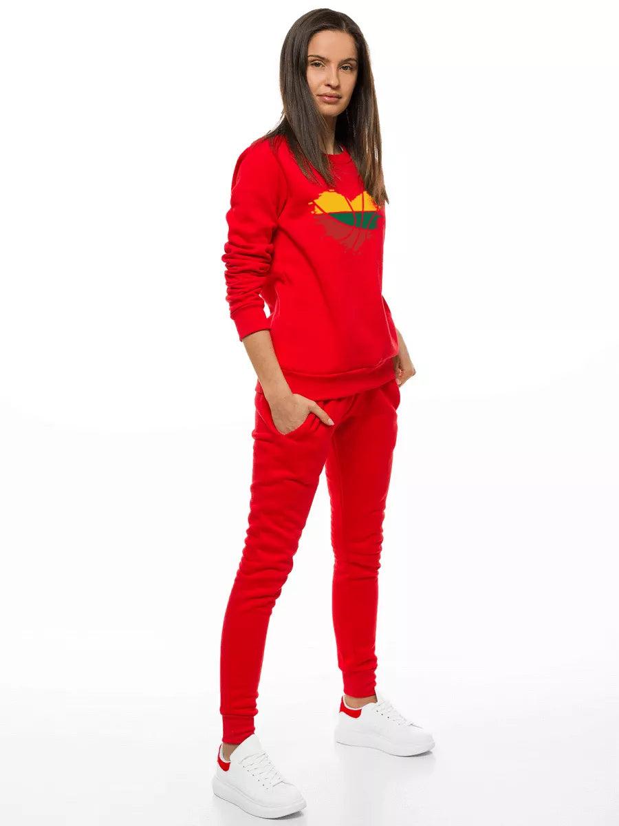 Red women's hooded tracksuit Lithuania