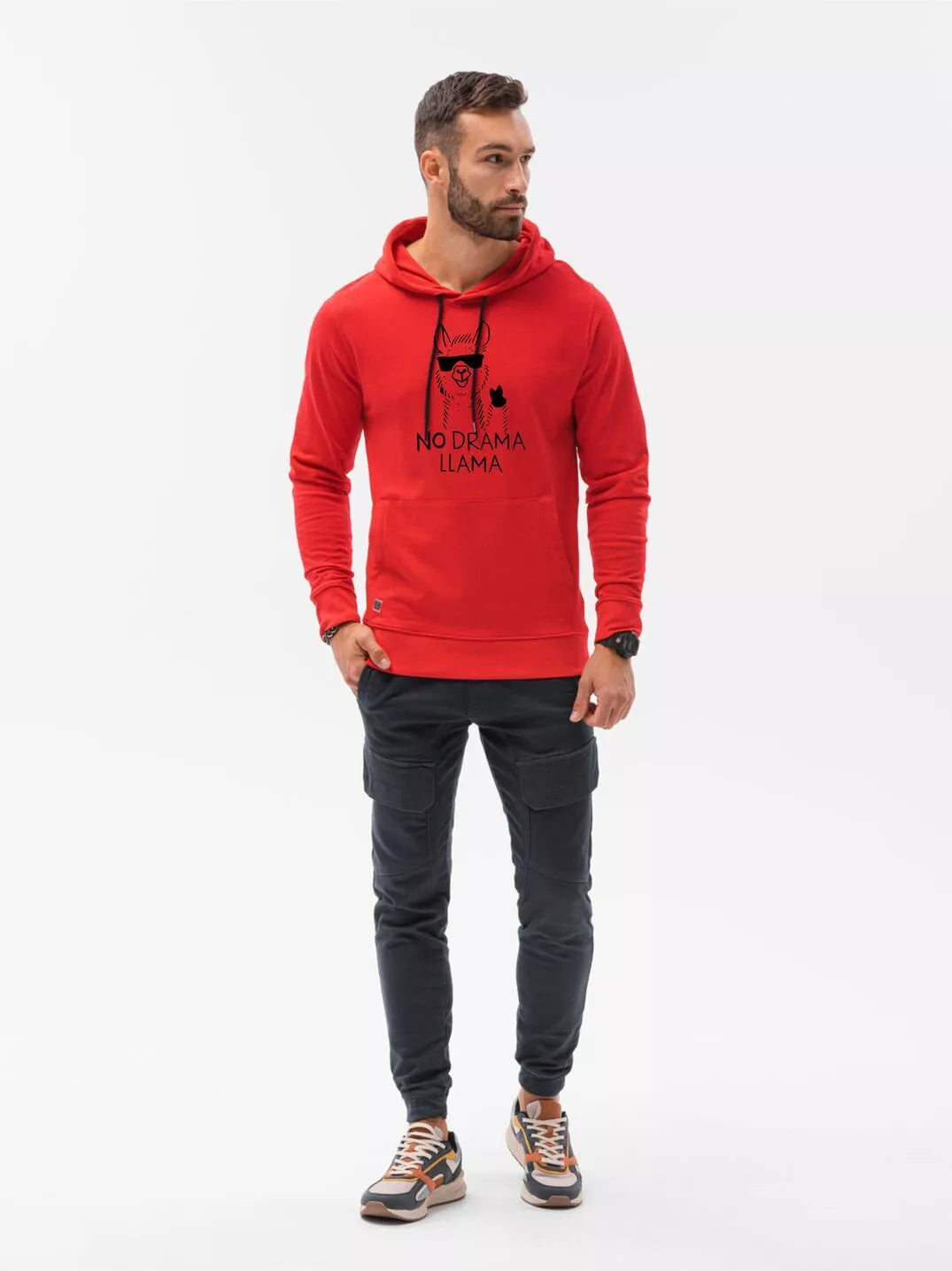Red hoodie No drama Llama 