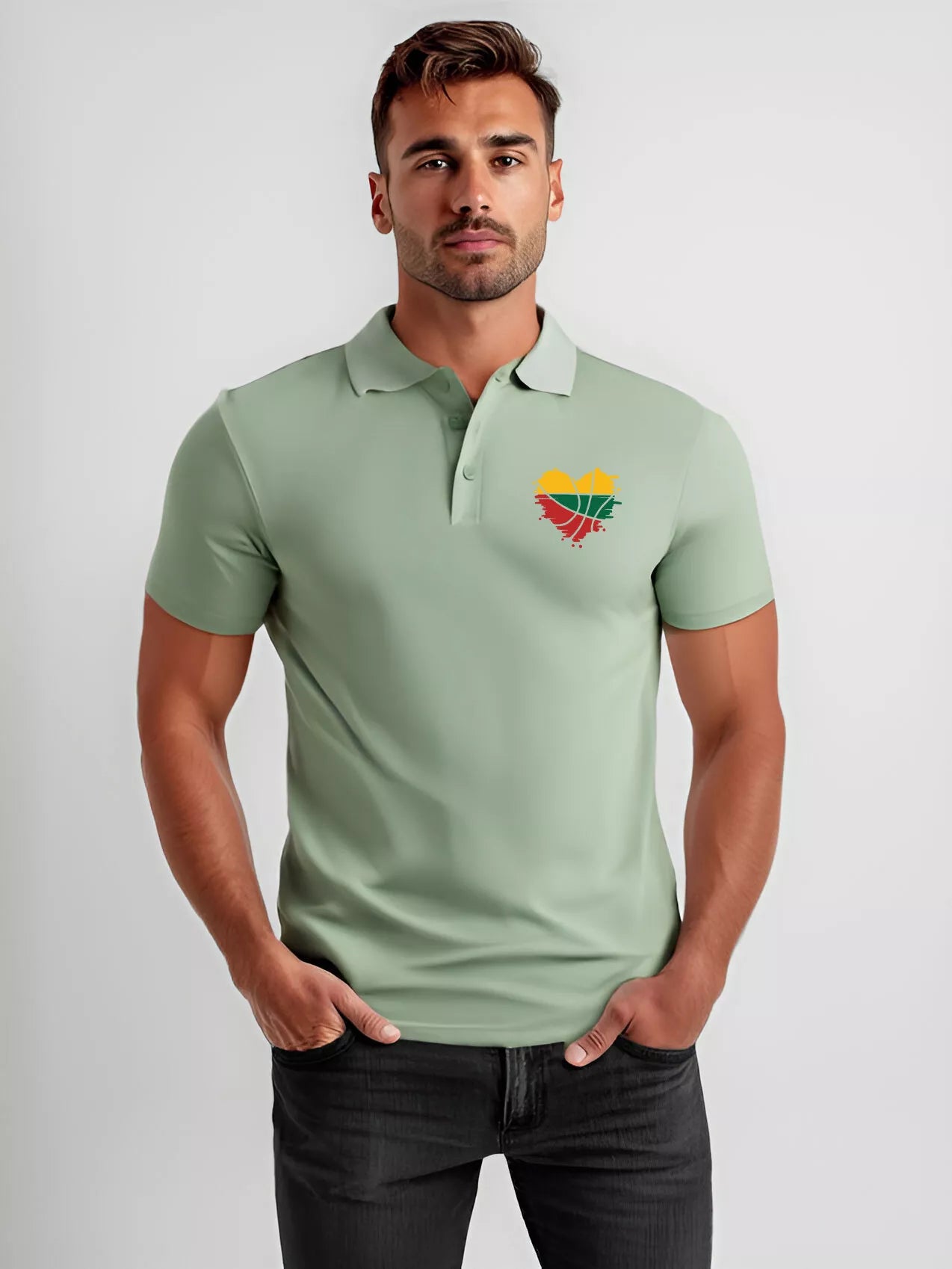 Men's mint polo shirt Heart 