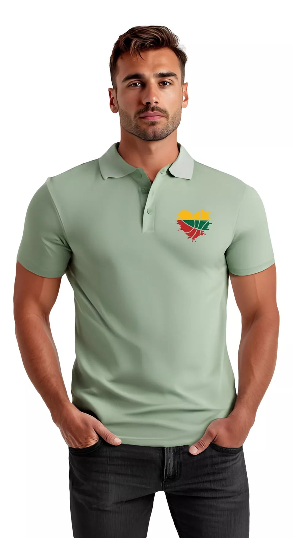 Men's mint polo shirt Heart 