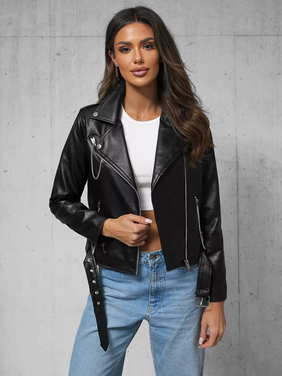 Women's leather jacket Wild