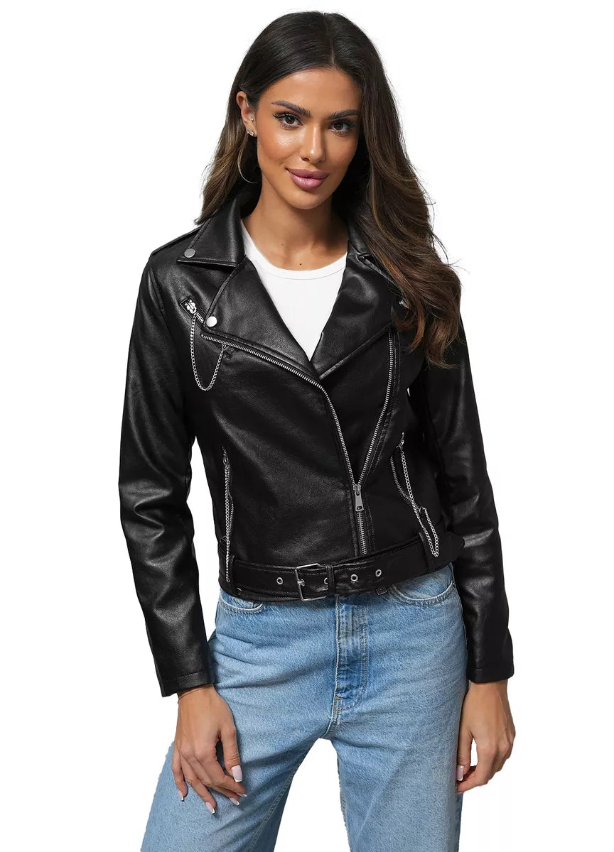 Women's leather jacket Wild