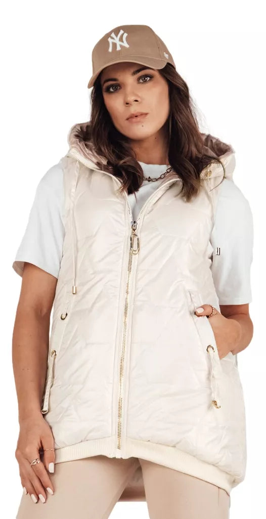 Women's white vest with hood Kolin
