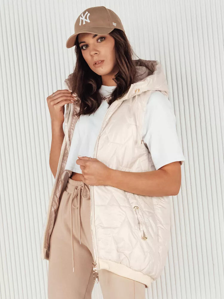 Women's white vest with hood Kolin