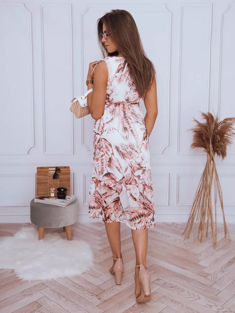 Women's white dress with pink flowers Balu