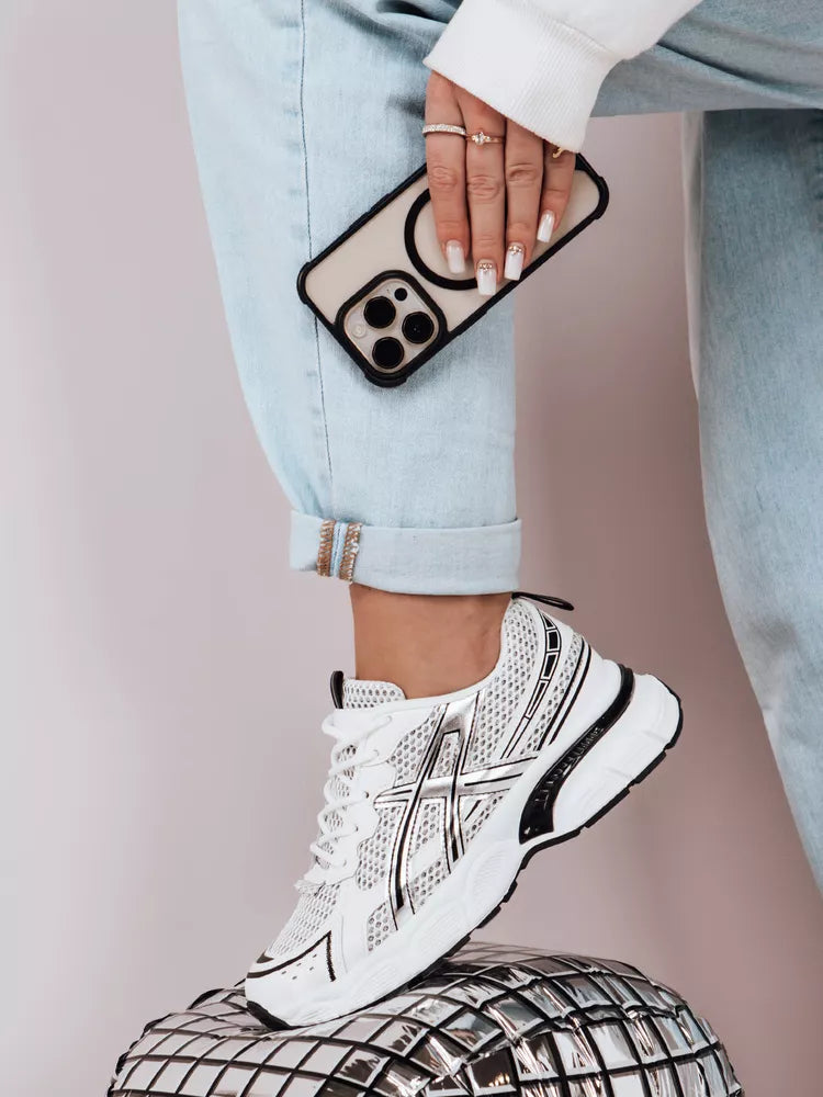 Women's white with black details casual shoes Dinamic