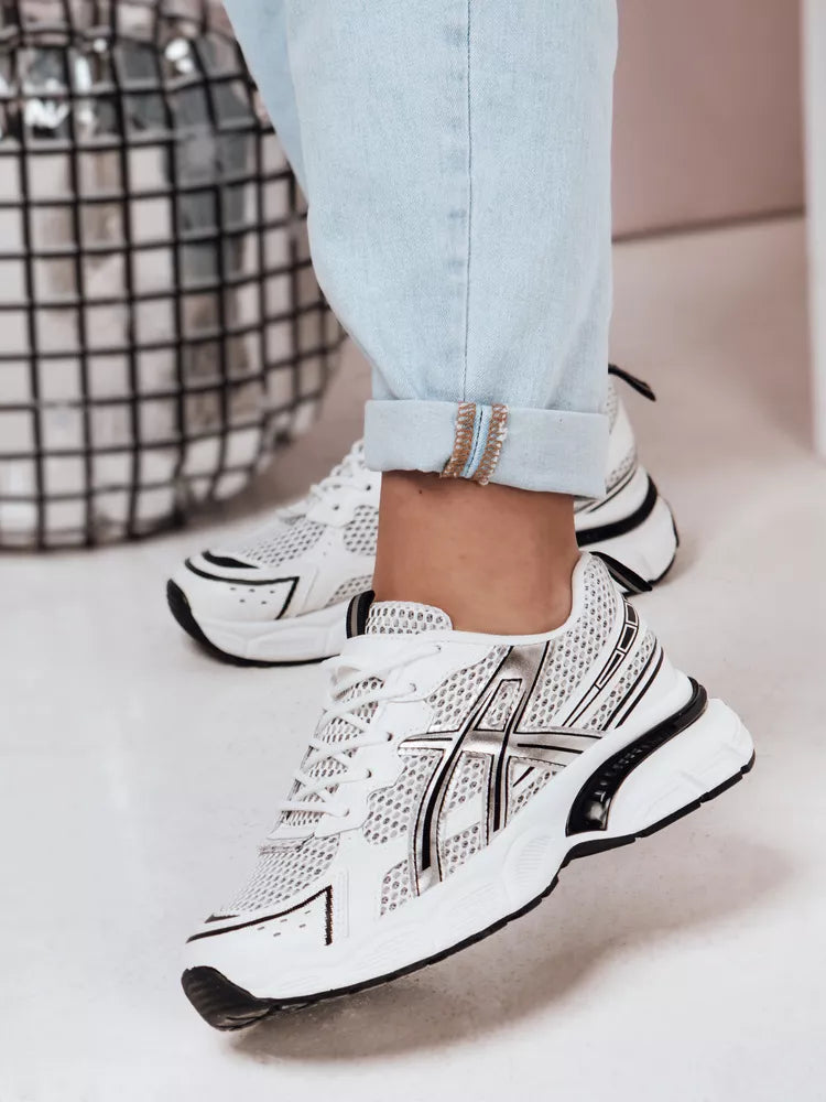 Women's white with black details casual shoes Dinamic